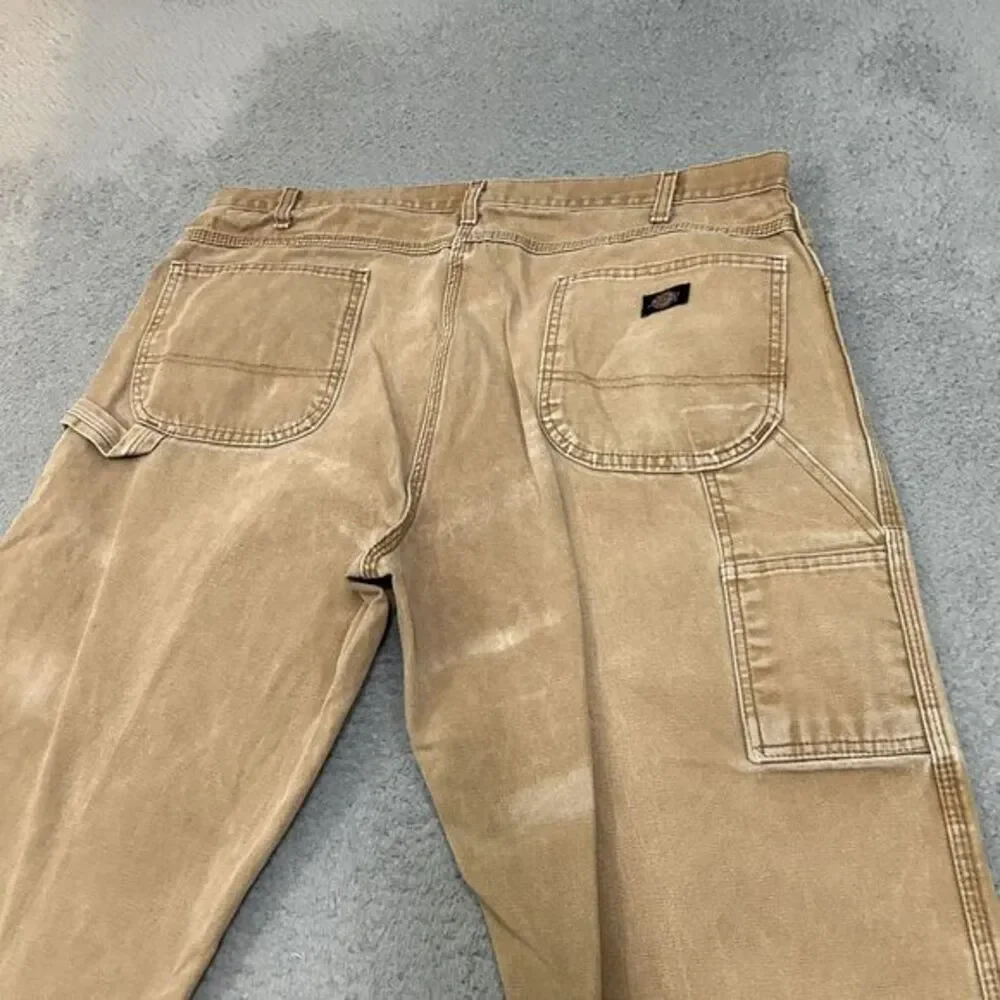 Dickies Pants Mens 42x30 Brown‎ Beige Faded Carpenter Duck Canvas Work Wear Y2K